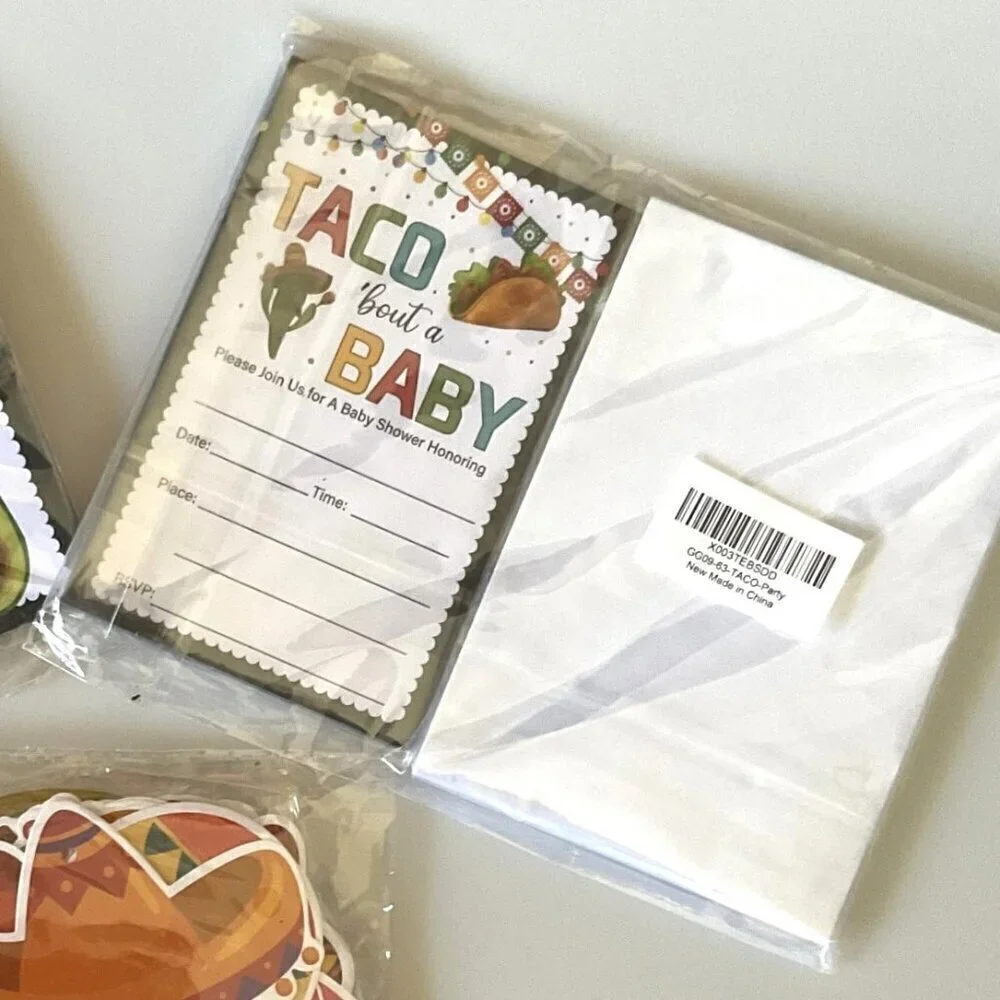 TACO “BOUT A BABY SHOWER INVITATIONS AND MEXICAN FIESTA HANGING SWIRL DEOCRATION